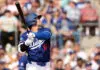 GLENDALE, ARIZONA - FEBRUARY 27: Shohei Ohtani #17 of the Los Angeles Dodgers hits a two-run home run in the fifth inning inning during a game against the Chicago White Sox at Camelback Ranch on February 27, 2024 in Glendale, Arizona. (Photo by Christian Petersen/Getty Images)