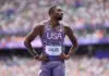 PARIS, FRANCE - AUGUST 03: Noah Lyles of Team United States competes on during the Men's 100m Round 1 on day eight of the Olympic Games Paris 2024 at Stade de France on August 03, 2024 in Paris, France. (Photo by Hannah Peters/Getty Images)