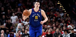 PORTLAND, OREGON - MAY 09: Nikola Jokic #15 of the Denver Nuggets brings the ball up the court during the second half of Game Six of the Western Conference Semifinals against the Portland Trail Blazers at Moda Center on May 09, 2019 in Portland, Oregon. The Blazers won 119-108. NOTE TO USER: User expressly acknowledges and agrees that, by downloading and or using this photograph, User is consenting to the terms and conditions of the Getty Images License Agreement. (Photo by Steve Dykes/Getty Images)